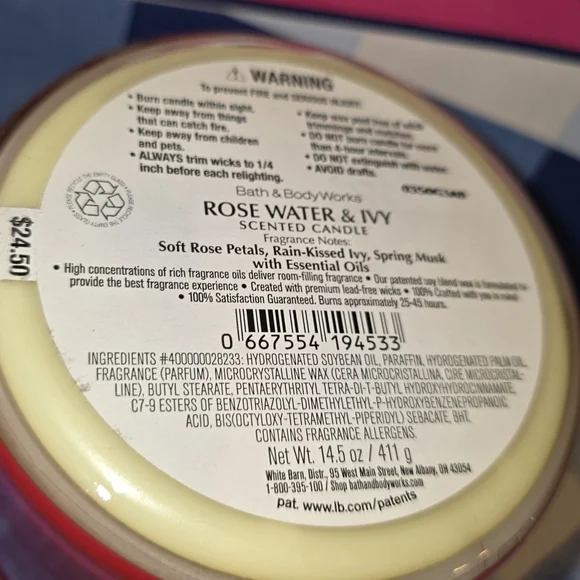 Rose Water And Ivy Valentines Day 3 Wick Candles From Bath And Body Works X2 - Picture 5 of 5